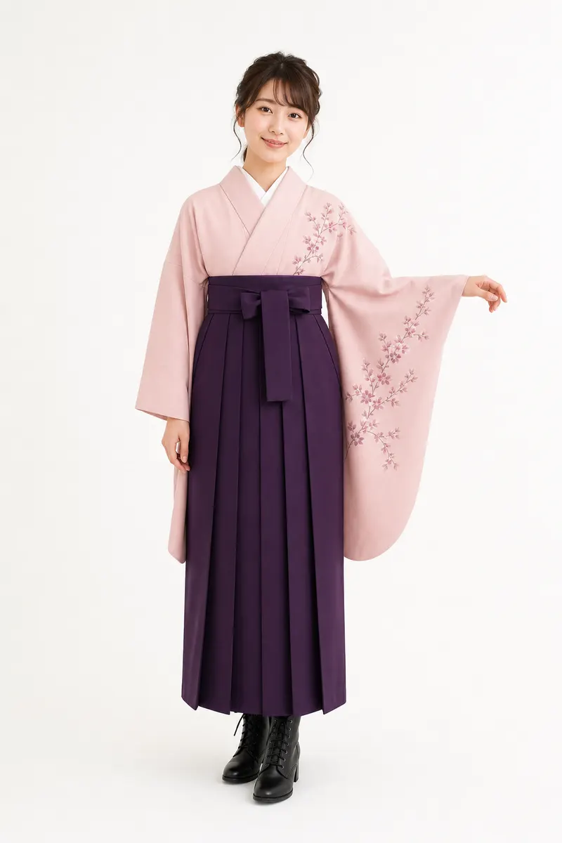 淡桜 小花×葡萄袴