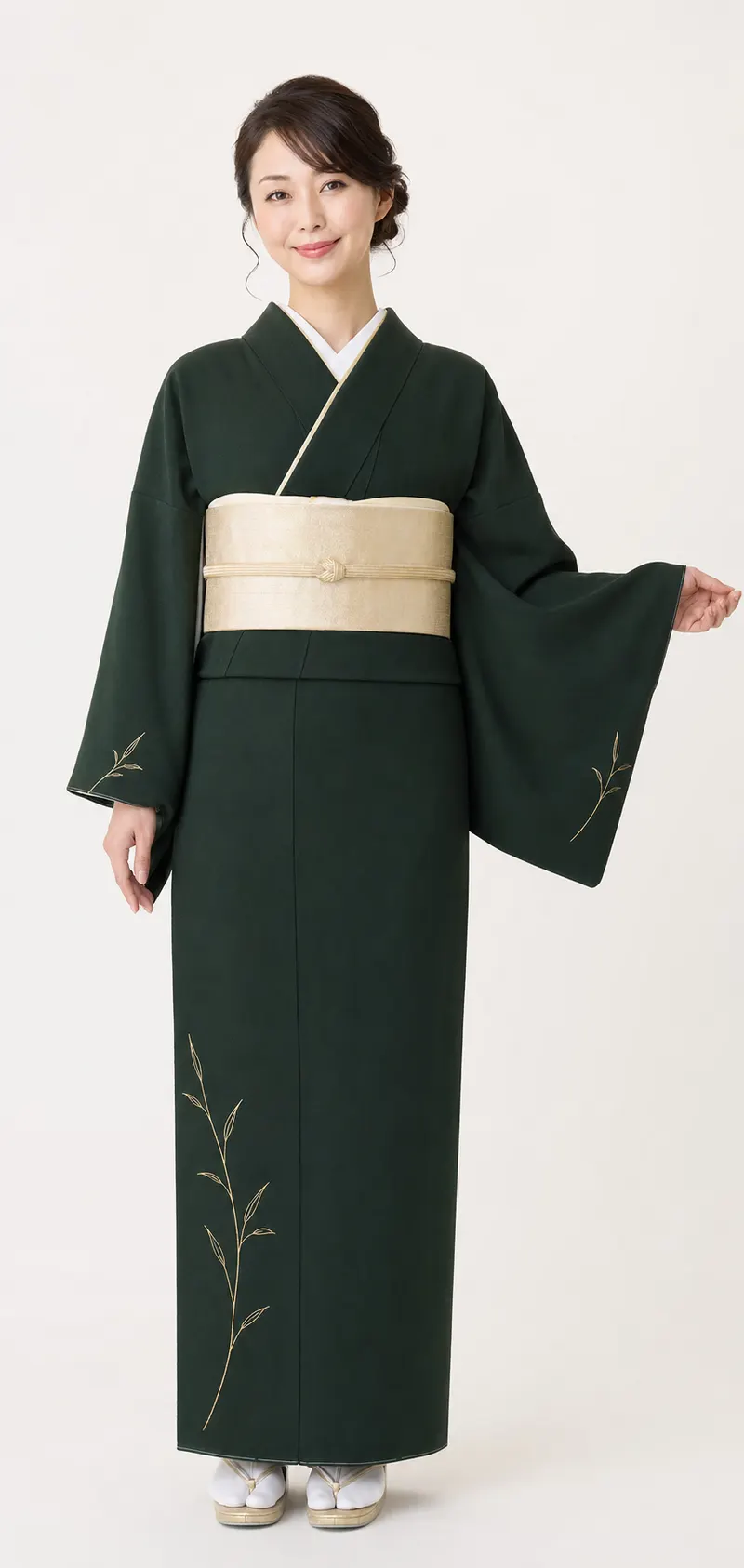 深緑 金枝訪問着