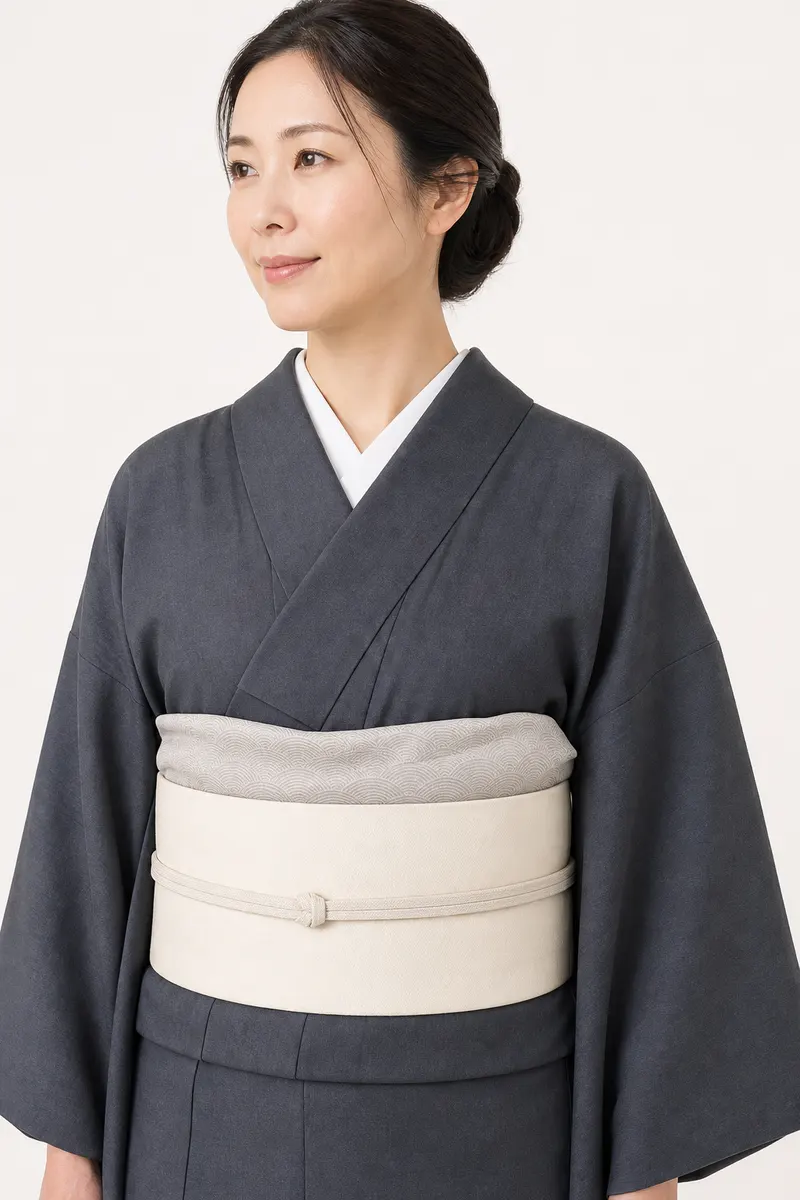 薄鼠 波紋帯揚げ
