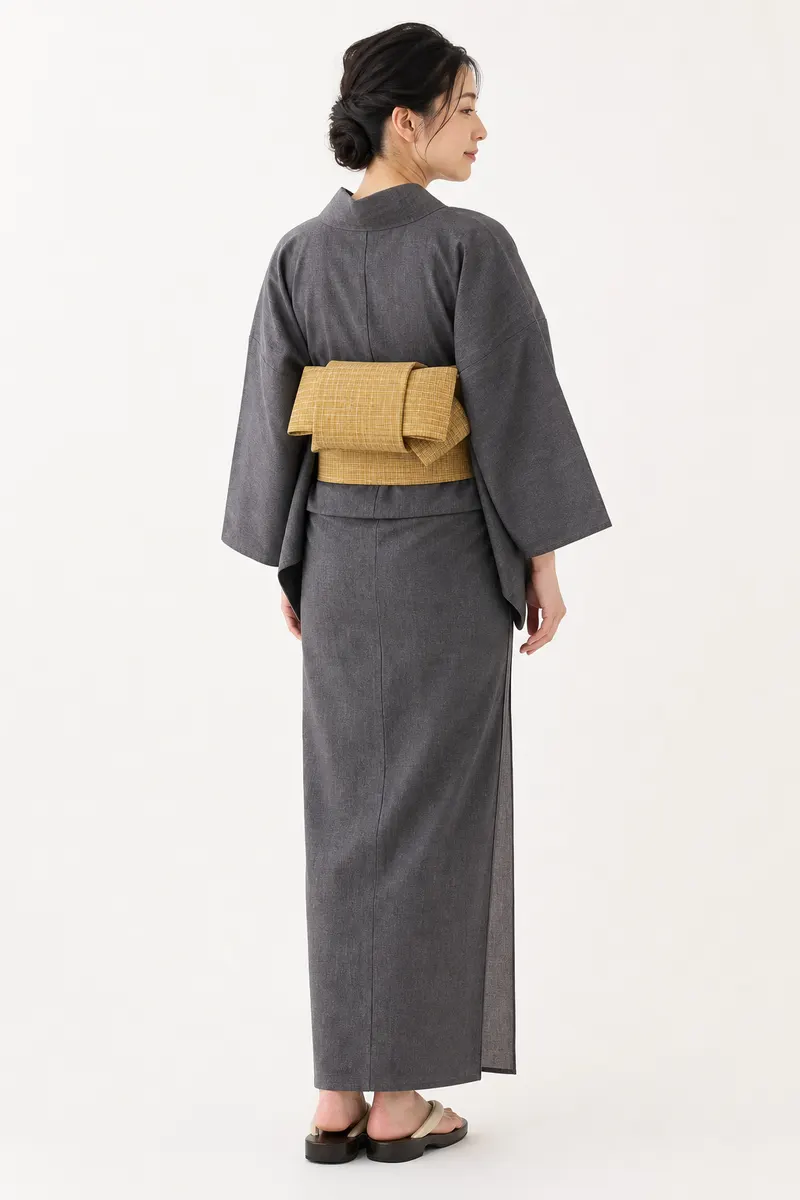 山吹格子 半幅帯
