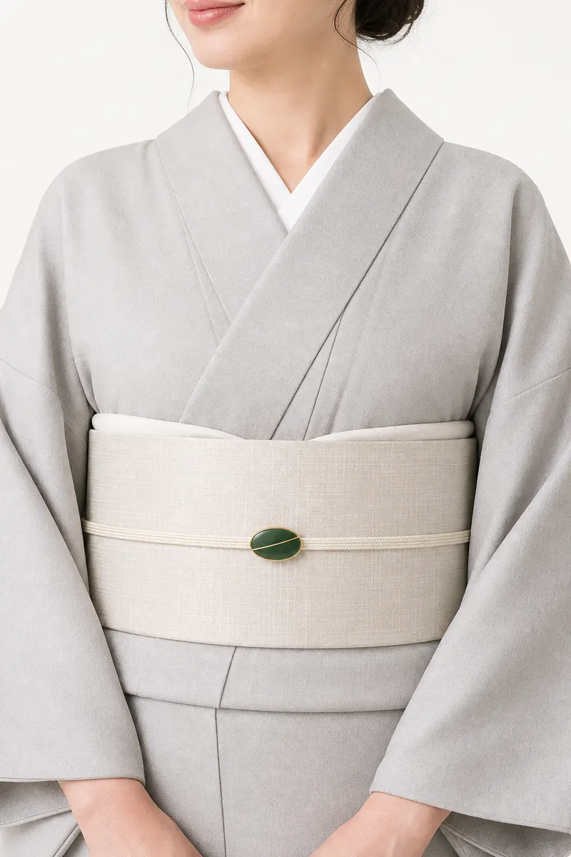 深緑 金線帯留め